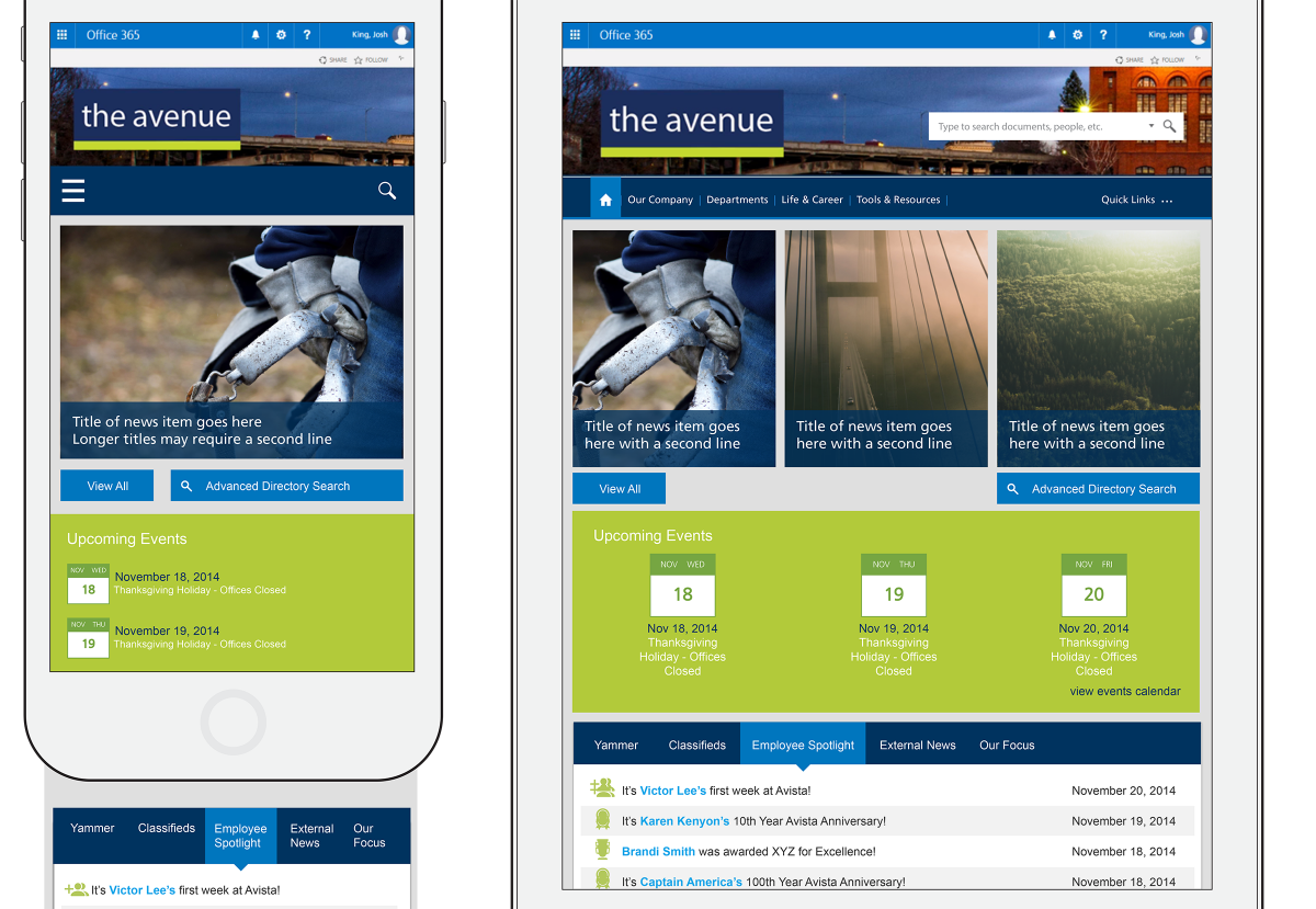 Avista Homepage (mobile, tablet)
