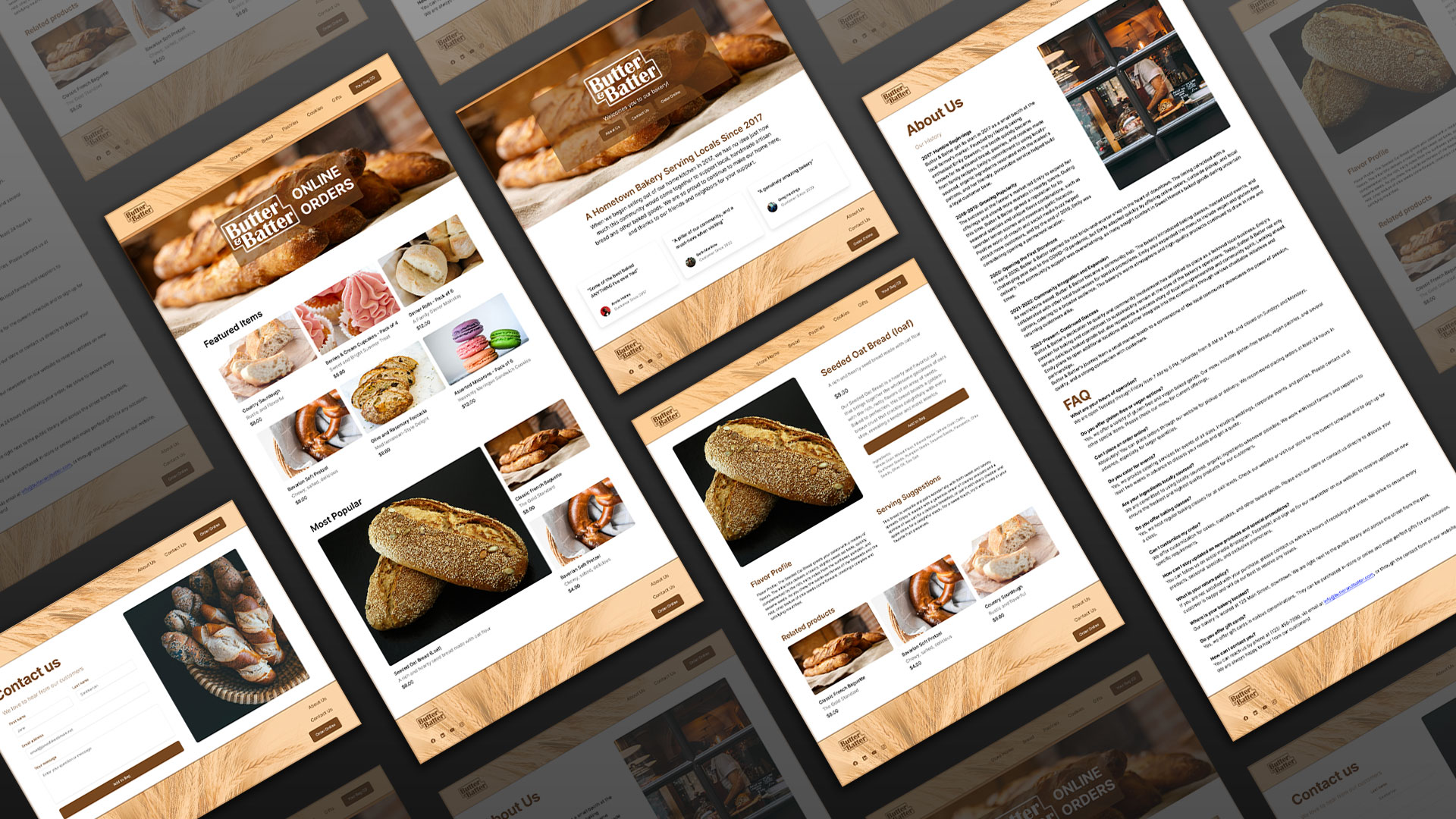 Website display for bakery